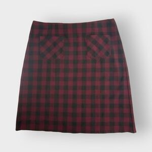 J Jill Womens Skirt | M | Red Black Buffalo Plaid | Lined | Academia Preppy